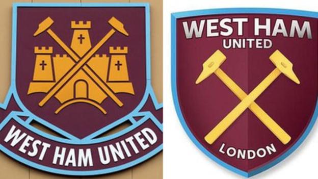 west ham logo vechi versus nou