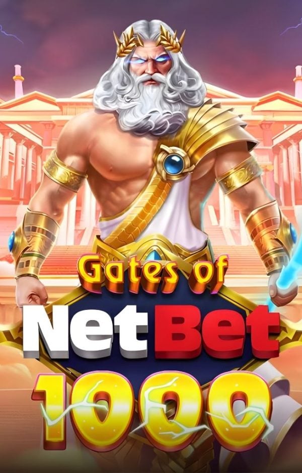 Zeus lansând fulgere în jocul de păcănele Gates of NetBet 1000 la NetBet Cazino.