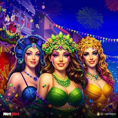 Domnișoare costumate în stil Mardi Gras în sloturi online NetBet Cazino, atmosferă de carnaval și petrecere