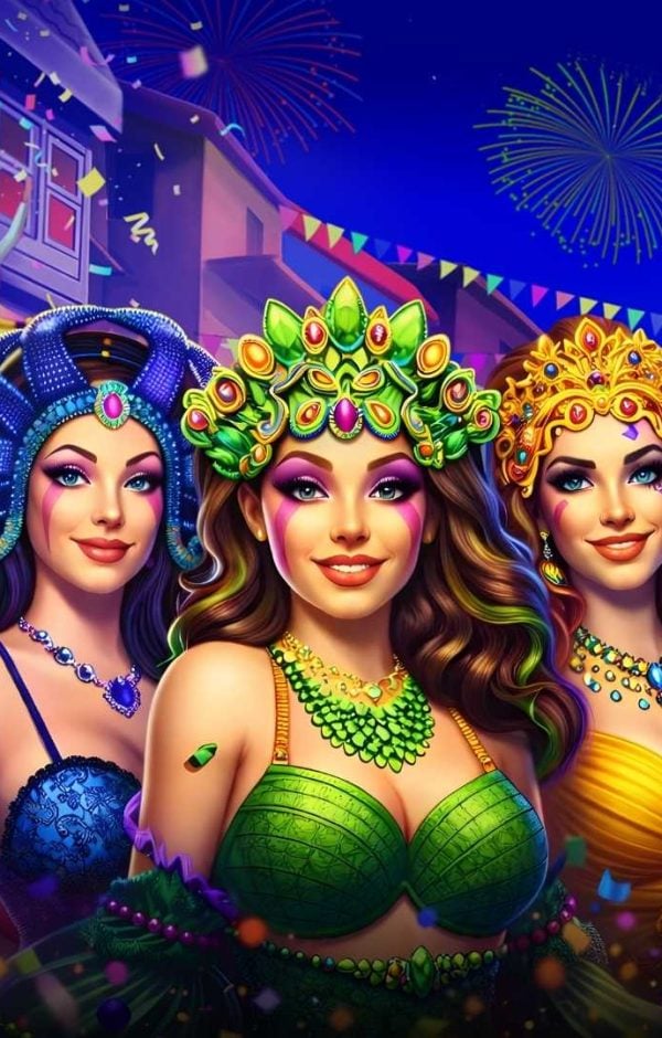 Domnișoare costumate în stil Mardi Gras în sloturi online NetBet Cazino, atmosferă de carnaval și petrecere